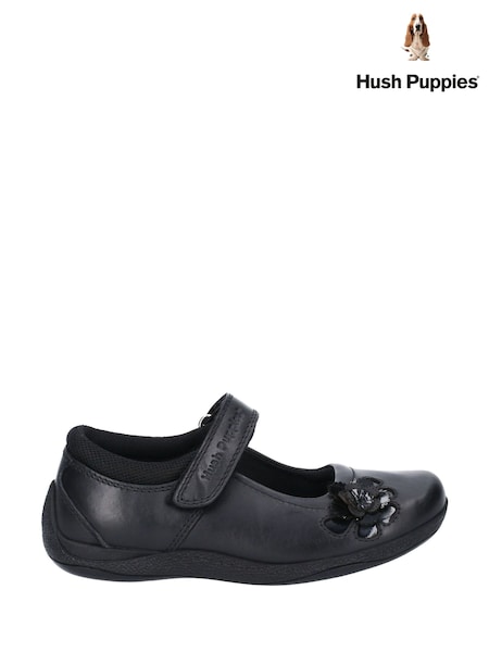 Black - Hush Puppies Jessica Junior School Shoes
