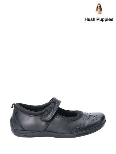 Black - Hush Puppies Amber Senior School Shoes