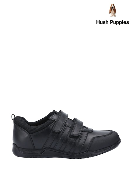 Black - Hush Puppies Josh Junior School Shoes