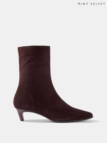 Brown - Mint Velvet Issy Suede Kitten Heel Ankle Boots