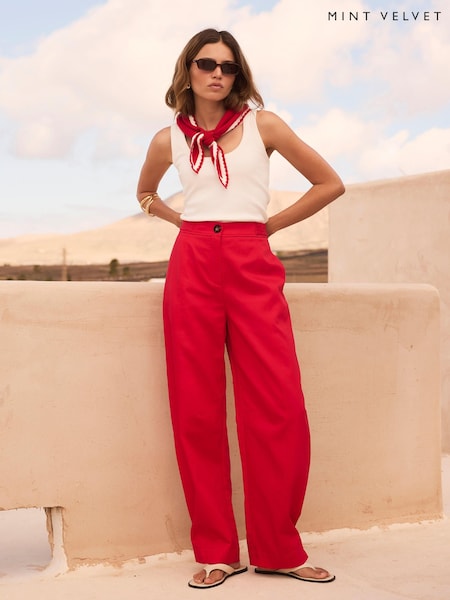 Czerwony - Mint Velvet Wide Leg Utility Trousers