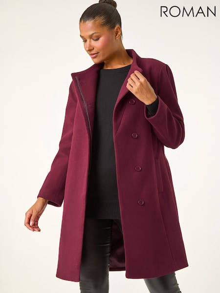 Rouge - Roman Tailored Funnel Neck Pocket Detail Coat