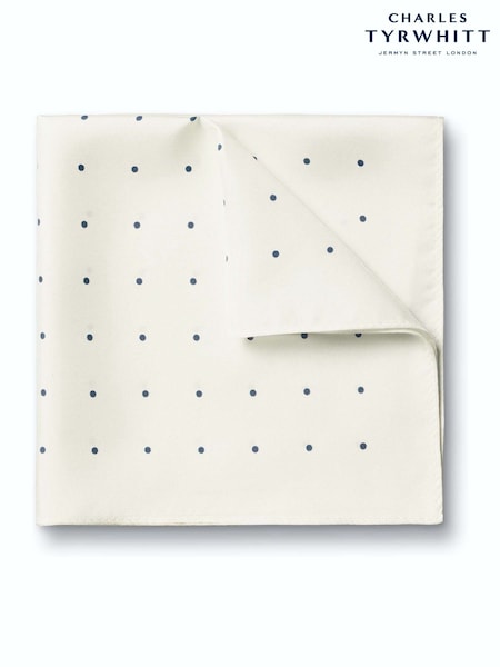 Ivory - Regular Charles Tyrwhitt Paisley Silk Pocket Square Handkerchief