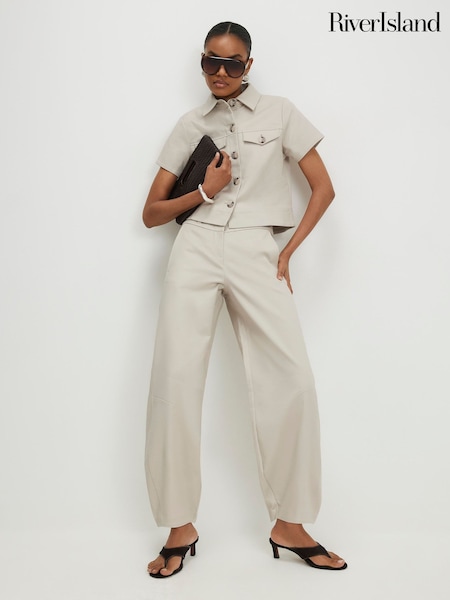 Brun - River Island-bukser i bomullsblanding med Baggy bukseben