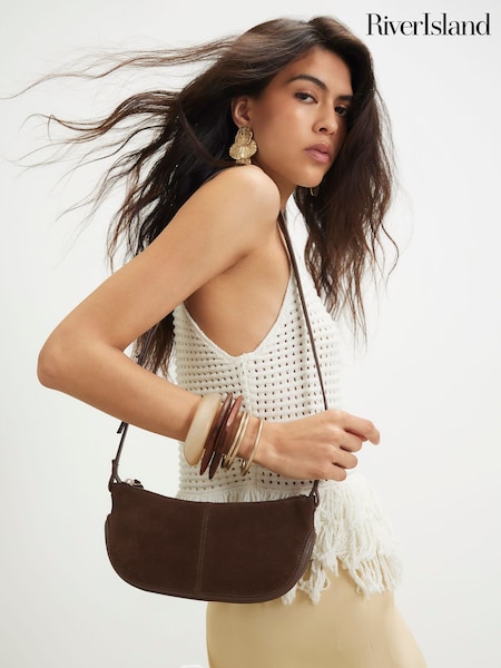 Qəhvəyi - River Island Süet Çantası