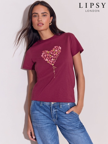 Red - Lipsy Boyfriend Wear It With Love T-shirt