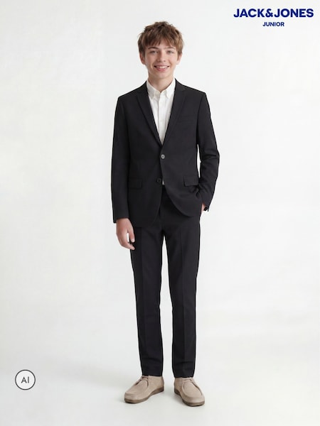 Black - Jack & Jones Junior Single Breasted Suit Jacket And Tailored Trousers