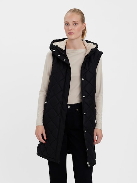 VERO MODA Black Quilted Padded Gilet with Cosy Teddy Lining (R52928) | €33