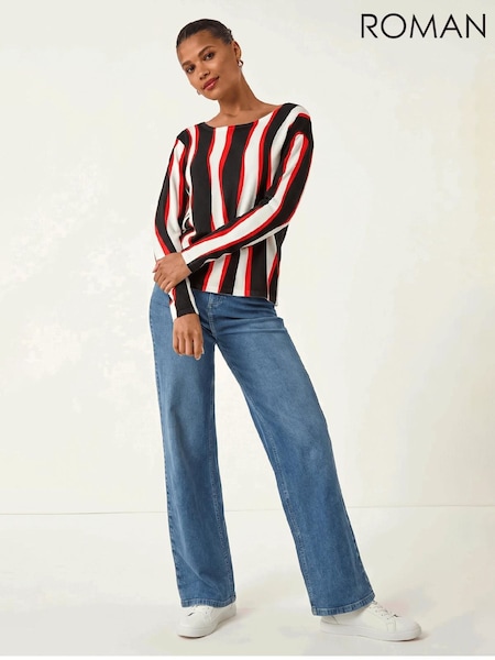 Negro - Jersey de punto con estampado Roman Print de ondas