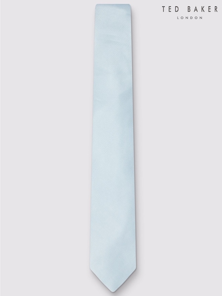 Silver - Regular Ted Baker Tailoring Dusky Blue Silk Twill Tie