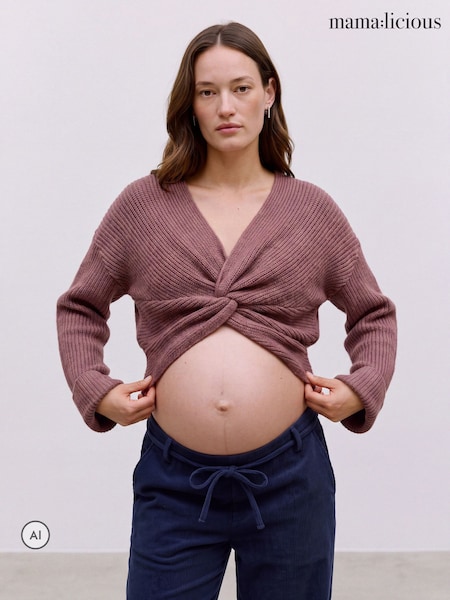 Maro - Mamalicious Maternity And Nursing Twist Detail Cropped Knitted Jumper