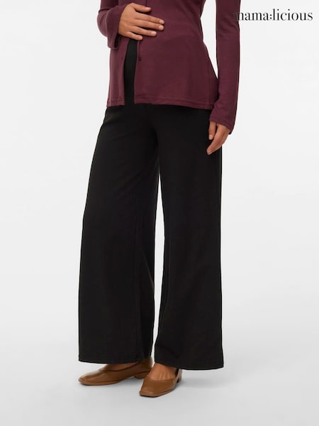 Schwarz - Mamalicious Maternity High Waisted Jersey Trousers
