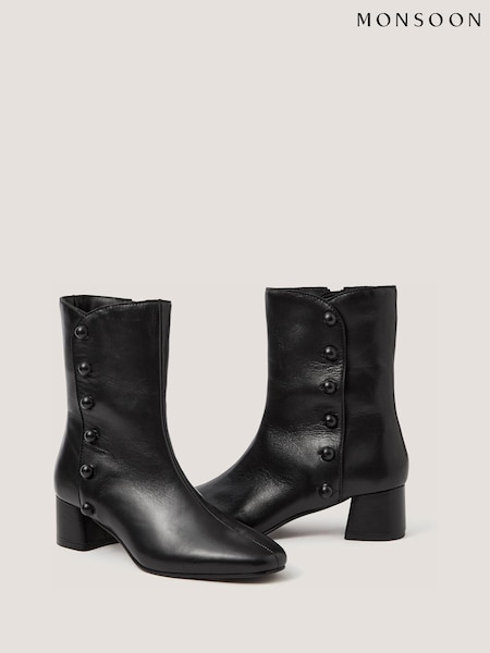 Schwarz - Monsoon Hettie Leather Ankle Boots