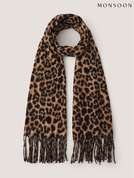 Қоңыр - Monsoon Ginny Leopard басылған шарфы