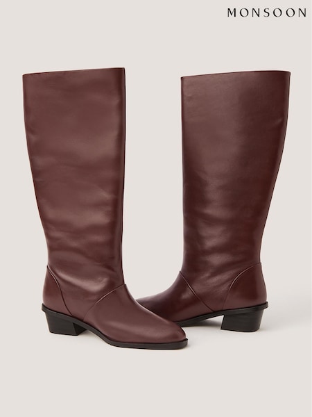 Red - Monsoon Indi Leather Knee High Boots