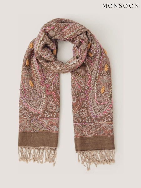 Maro - Monsoon Katia Paisley Embroidered Scarf