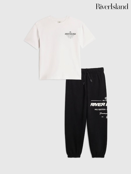 White - River Island River Athelesuire T-shirt & Jogger Set