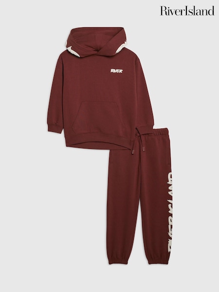 Orange - River Island River Branded Hoodie & Jogger Set