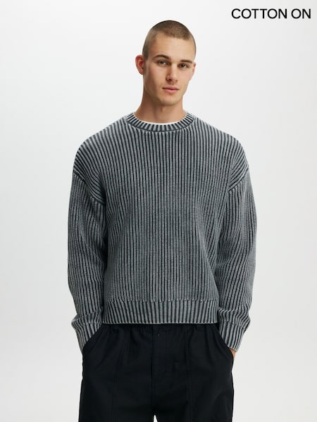 Czarny sprany - Regular Cotton On Box Fit Crew Knit Jumper