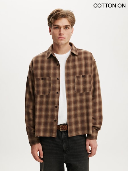 Коричневый - Regular Cotton On Richmond Long Sleeve Shirt
