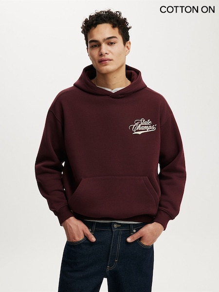 Red - Regular Cotton On Box Fit Graphic Hoodie
