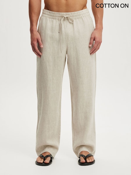 Cream - Regular Cotton On Baggy Linen Trousers