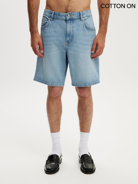 Blau - Regular Cotton On Loose Straight Denim Shorts