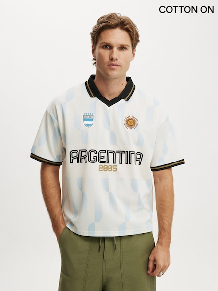 أبيض - Regular Cotton On Cropped Sports Jersey Top