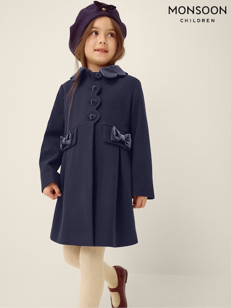 Blue - Monsoon Scallop Collar Coat