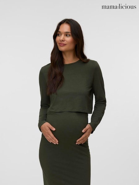 Green - Mamalicious Maternity T-shirt And Skirt Set