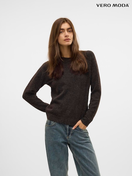 Шоколадты қоңыр - Vero Moda дөңгелек мойынға арналған жұмсақ сенсорлы тоқылған жемпір