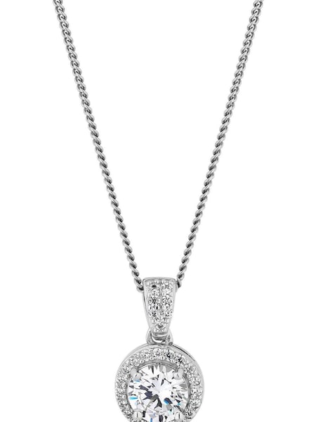 Simply Silver Sterling Silver 925 White Cubic Zirconia Clara Short Pendant Necklace (R61738) | €23