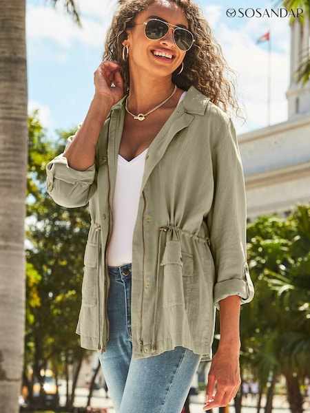 Sosandar Green Drawstring Waist Cargo Jacket (R70161) | € 46