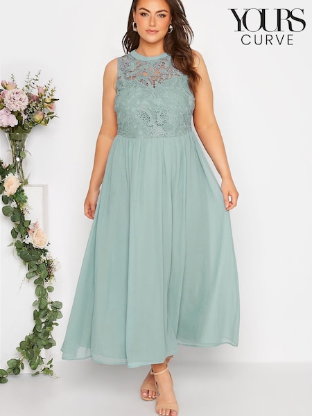 Серовато-зеленый - Yours Curve London Occasion Lace Maxi Dress (R72715) | €37