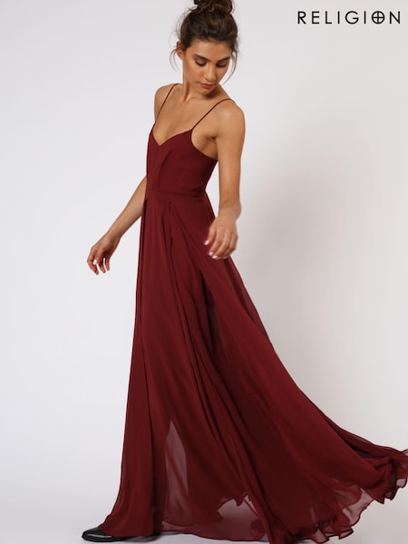 Religion Burgundy/Red Infamous Olsen Full Layer Maxi Dress (R73448) | €76