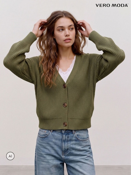 Khaki Green - Vero Moda Button Down Knitted Cardigan
