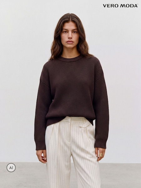 Chocolate Brown - Vero Moda Knitted Round Neck Jumper