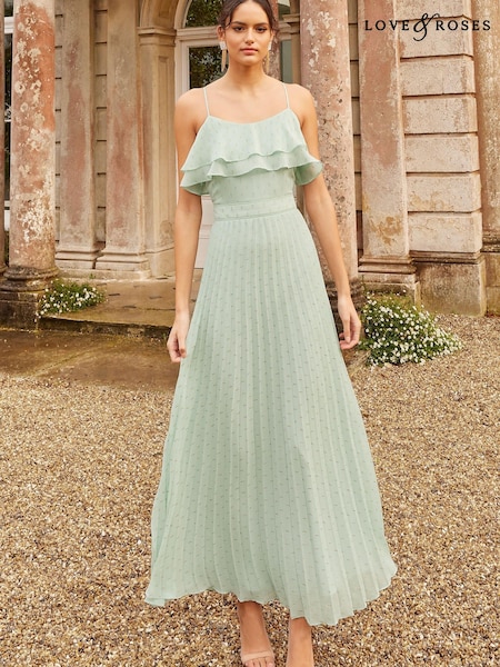 Love & Roses Cami Frill Pleated Maxi Dress (R74605) | €48