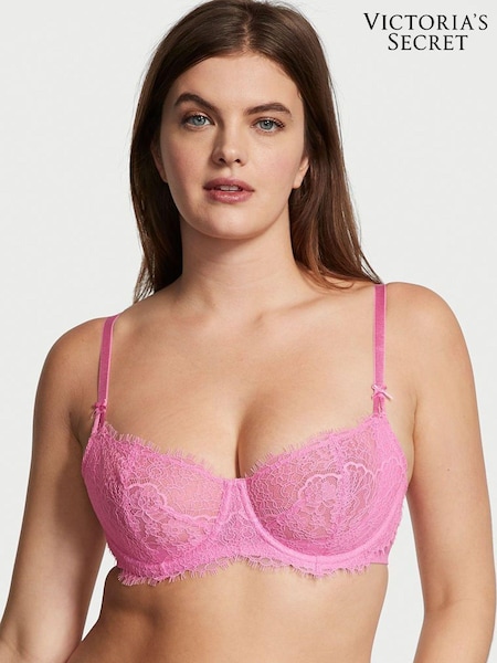 Victoria's Secret Lilac Chiffon Pink Unlined Balcony Lightly Lined Lace Demi Bra (R74692) | €15.50