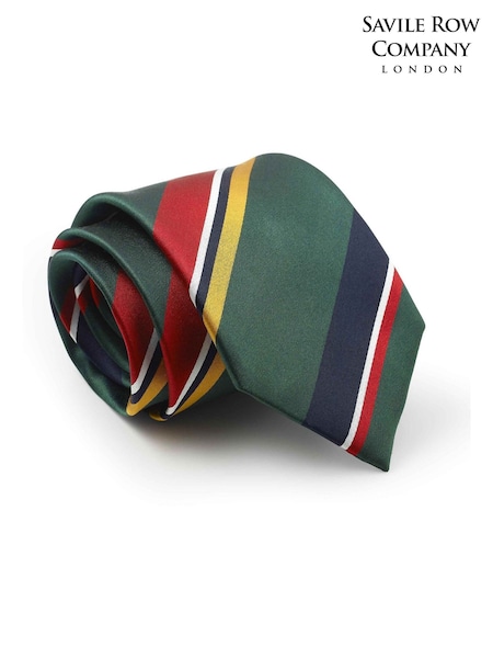 Green - Regular The Savile Row Company Blue Variegated Stripe Pure Silk Tie