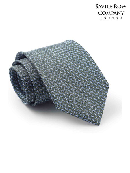 Green - Regular The Savile Row Company Blue Square Print Pure Silk Tie