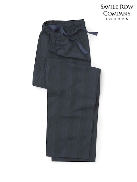 Blue - Regular The Savile Row Company Blue Check Cotton Pyjama Bottoms