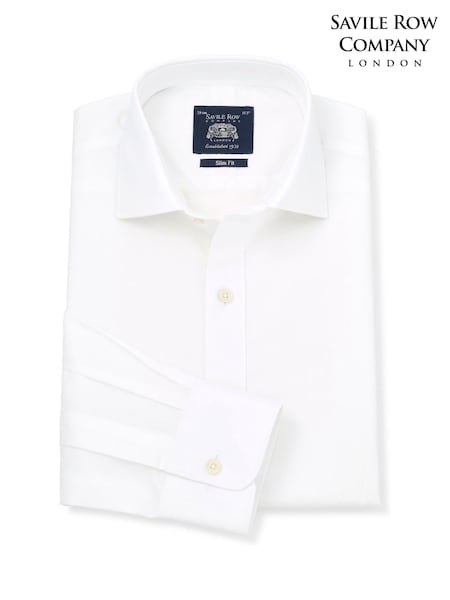 Vit - Regular The Savile Row Company Cotton Poplin Slim Fit Single Cuff Formal White Shirt