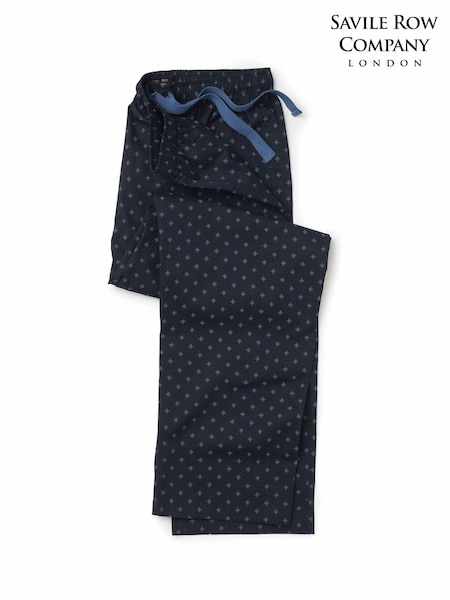 Blue - Regular The Savile Row Company Blue Cross Print Cotton Pyjama Bottoms