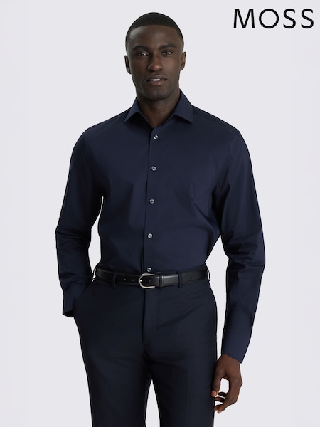 Blue - Regular Fit Moss Stretch Shirt