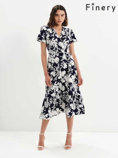 Blue - Finery Deena Wrap Midi Dress