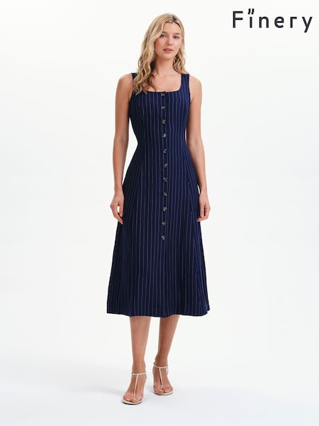 Blue - Finery Jillian Stripe Buttonthrough Dress