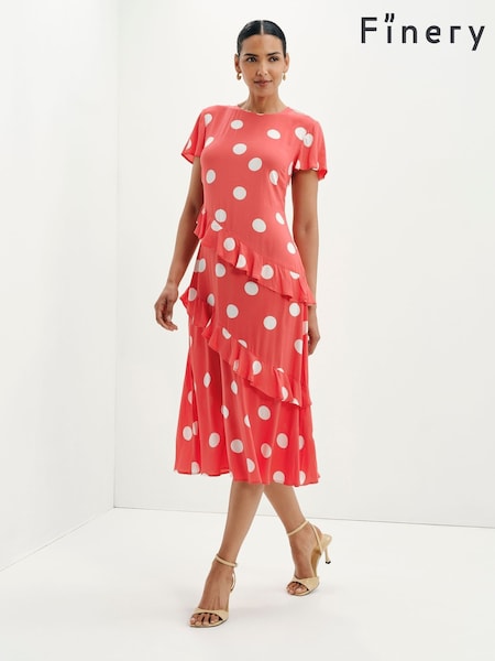 Rot - Finery Sierra Asymmetrisch gerüschtes Midikleid