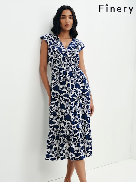 Көк - Finery Mattie V-neck Tiered Midi Dress