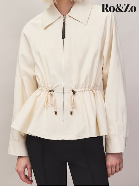 Cream - Ro&zo Drawstring Waist Water Resistant Jacket